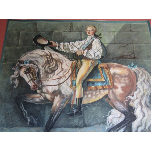 1 - Atlanta Pollock Original Pastel Wall Hanging with Fabric Trim Nobleman on Horseback Approximately 6f... 