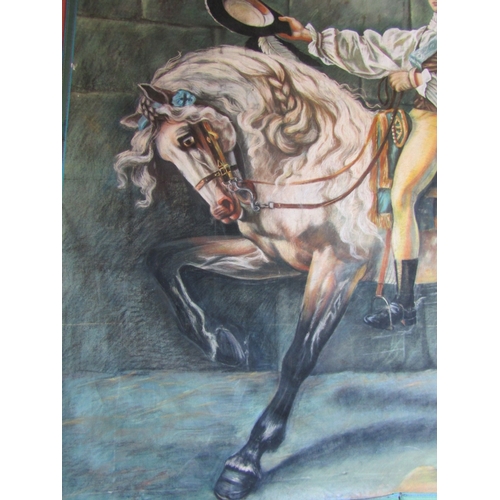 1 - Atlanta Pollock Original Pastel Wall Hanging with Fabric Trim Nobleman on Horseback Approximately 6f... 