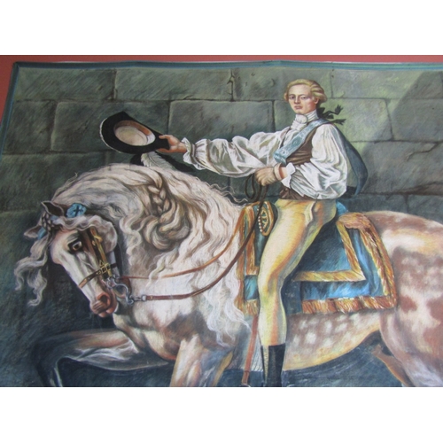 1 - Atlanta Pollock Original Pastel Wall Hanging with Fabric Trim Nobleman on Horseback Approximately 6f... 
