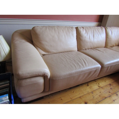 2 - Modern Designer Cream Leather Upholstered L Form Settee High Quality Approximately 8ft  x 6ft