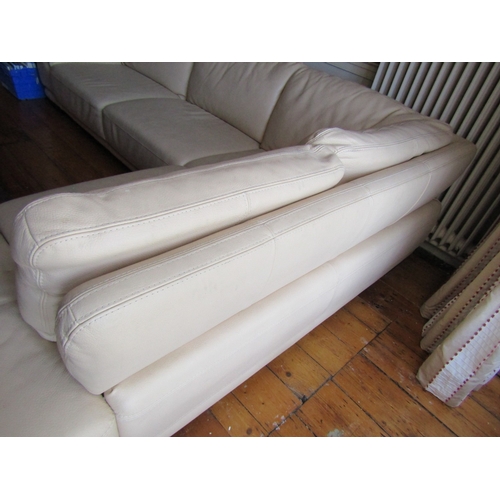 2 - Modern Designer Cream Leather Upholstered L Form Settee High Quality Approximately 8ft  x 6ft