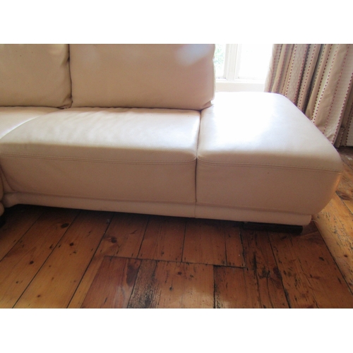 2 - Modern Designer Cream Leather Upholstered L Form Settee High Quality Approximately 8ft  x 6ft
