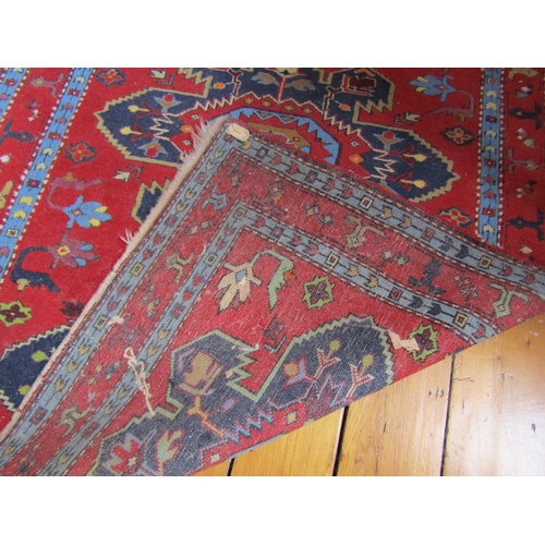 20 - Persian Pure Wool Rug Burgundy and Navy Ground Patterned Borders Approximately 6ft Long x 3ft 6 Inch... 