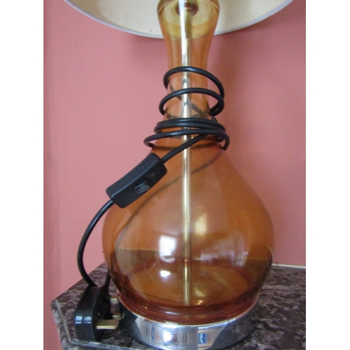 21 - Modern Designer Table Lamp with Shade Electrified Working Order Chrome Rim Base