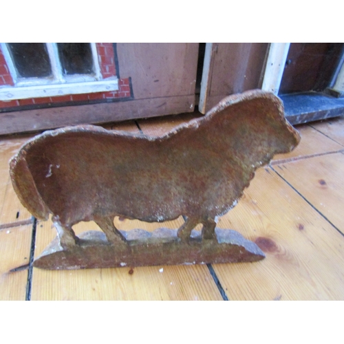 24 - Antique Cast Iron Door Stop Sheep Ram Form