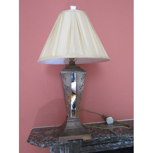 29 - Designer Table Lamp Mirrored and Metal Base Electrified Working Order Approximately 26 Inches High