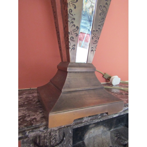 29 - Designer Table Lamp Mirrored and Metal Base Electrified Working Order Approximately 26 Inches High