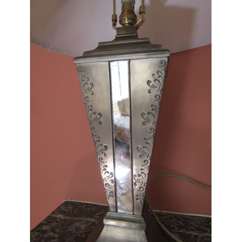 29 - Designer Table Lamp Mirrored and Metal Base Electrified Working Order Approximately 26 Inches High