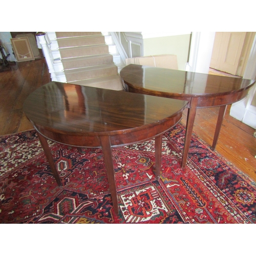 30 - George III Pair of Mahogany Demi Lune Side Tables Each Approximately 44 Inches Wide x 30 Inches High