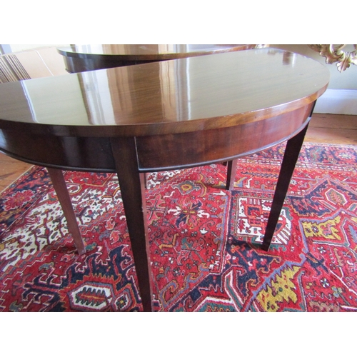 30 - George III Pair of Mahogany Demi Lune Side Tables Each Approximately 44 Inches Wide x 30 Inches High