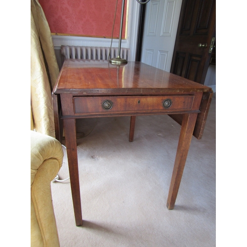 32 - Regency Mahogany Single Drawer Drop Leaf Table Comerford Supports Table Approximately 31 Inches x 24... 
