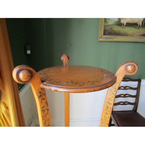 33 - Pair of Antique Satinwood Stands Attractively Detailed and Painted Shaped Form Each Approximately 5f... 