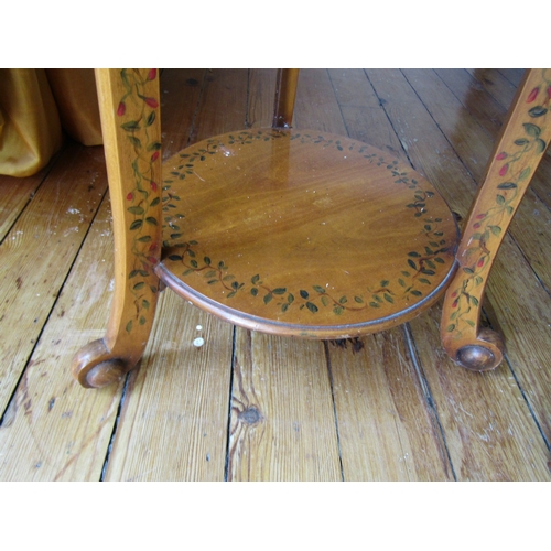 33 - Pair of Antique Satinwood Stands Attractively Detailed and Painted Shaped Form Each Approximately 5f... 