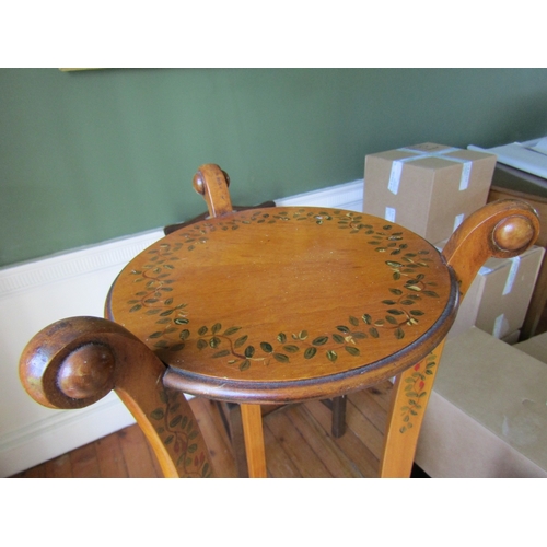 33 - Pair of Antique Satinwood Stands Attractively Detailed and Painted Shaped Form Each Approximately 5f... 