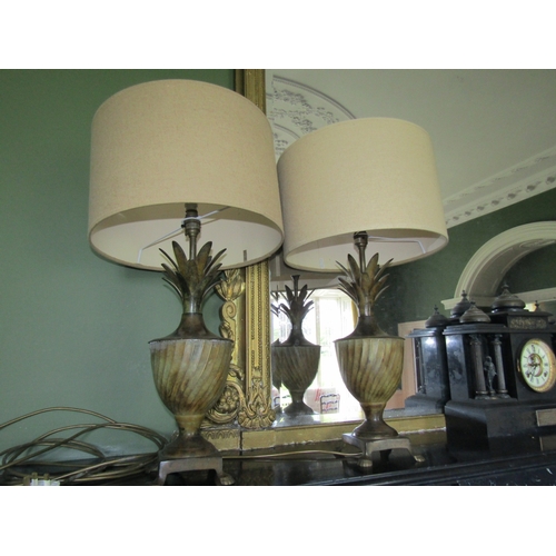 34 - Pair of Modern Designer Metal Table Lamps Bronzed Design Electrified Working Order Each Approximatel... 