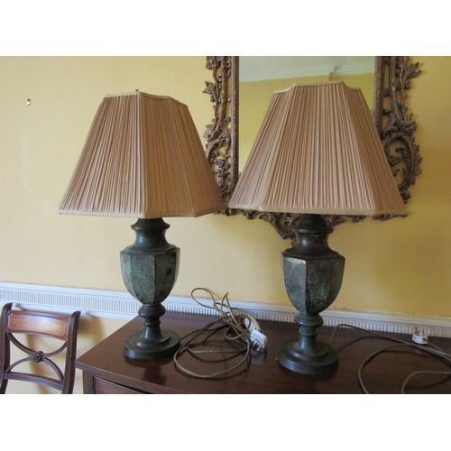 35 - Pair of Modern Designer Metal Table Lamps Bronzed Design Electrified Working Order Each Approximatel... 
