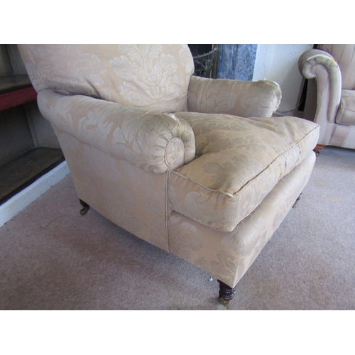 39 - Matching Large Over Sized Drawing Room Armchair Mahogany Supports Brass Cup Casters