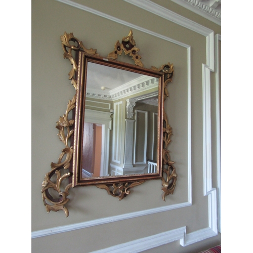 48 - Eighteenth Century Spanish Wall Mirror Gilded Rectangular Form with Further Gilded Adornments Origin... 