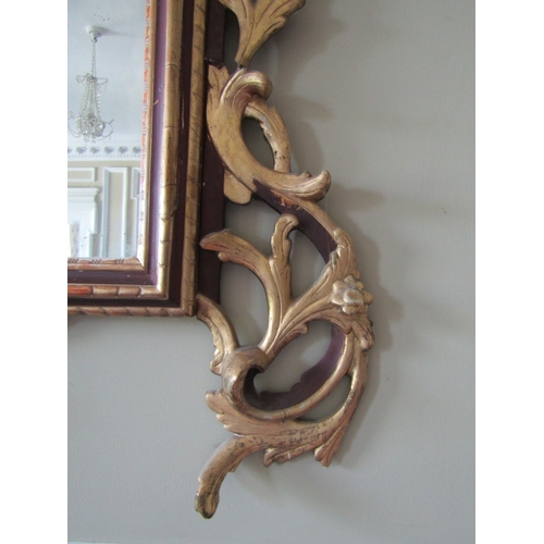 48 - Eighteenth Century Spanish Wall Mirror Gilded Rectangular Form with Further Gilded Adornments Origin... 