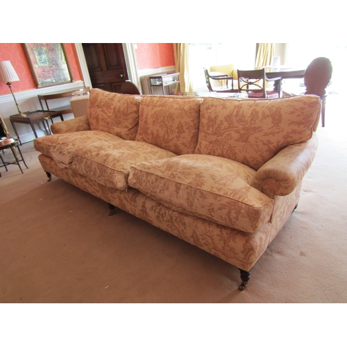 5 - Howard & Son Design Large Form Settee Approximately 8ft 6 Inches Long Turned Mahogany Supports Brass... 