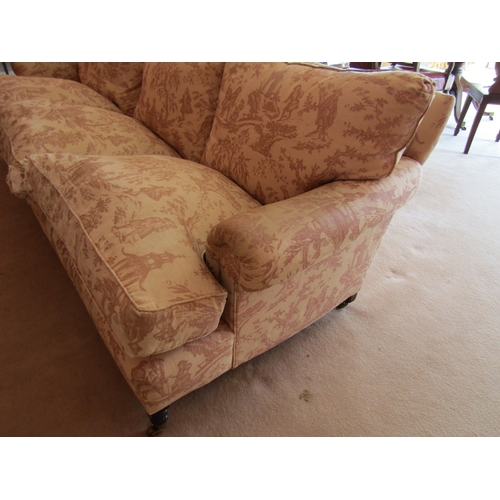 5 - Howard & Son Design Large Form Settee Approximately 8ft 6 Inches Long Turned Mahogany Supports Brass... 