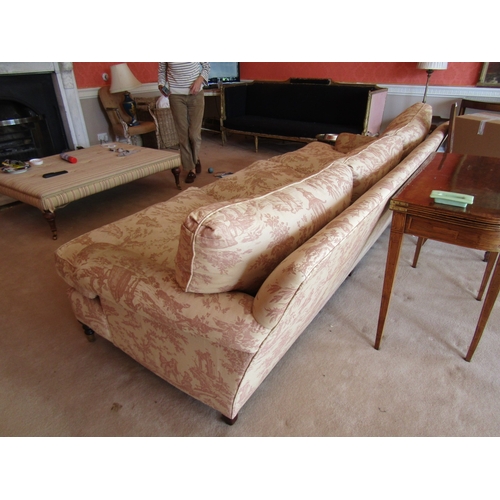 5 - Howard & Son Design Large Form Settee Approximately 8ft 6 Inches Long Turned Mahogany Supports Brass... 