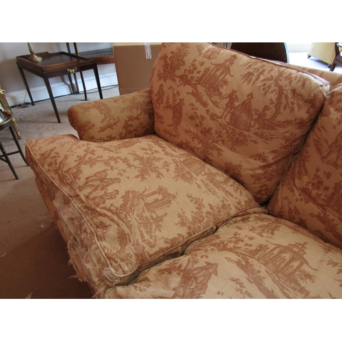 5 - Howard & Son Design Large Form Settee Approximately 8ft 6 Inches Long Turned Mahogany Supports Brass... 