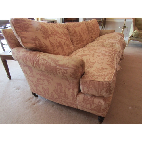 5 - Howard & Son Design Large Form Settee Approximately 8ft 6 Inches Long Turned Mahogany Supports Brass... 