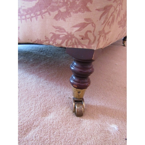 5 - Howard & Son Design Large Form Settee Approximately 8ft 6 Inches Long Turned Mahogany Supports Brass... 