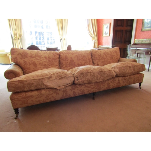 5 - Howard & Son Design Large Form Settee Approximately 8ft 6 Inches Long Turned Mahogany Supports Brass... 