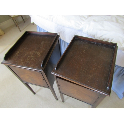 50 - Pair of Antique Single Door Side Lockers Three Quarter Gallery Above Single Doors Each Approximately... 