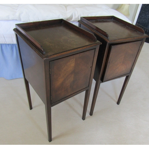 50 - Pair of Antique Single Door Side Lockers Three Quarter Gallery Above Single Doors Each Approximately... 