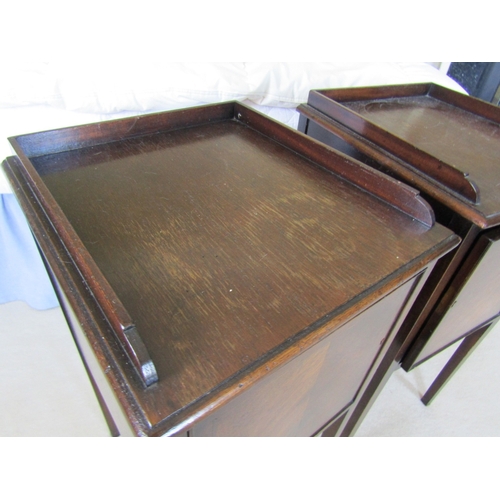 50 - Pair of Antique Single Door Side Lockers Three Quarter Gallery Above Single Doors Each Approximately... 