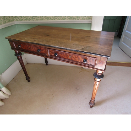 51 - William IV Mahogany Twin Drawer Side Table Turned Supports Approximately 50 Inches Wide x 31 Inches ... 