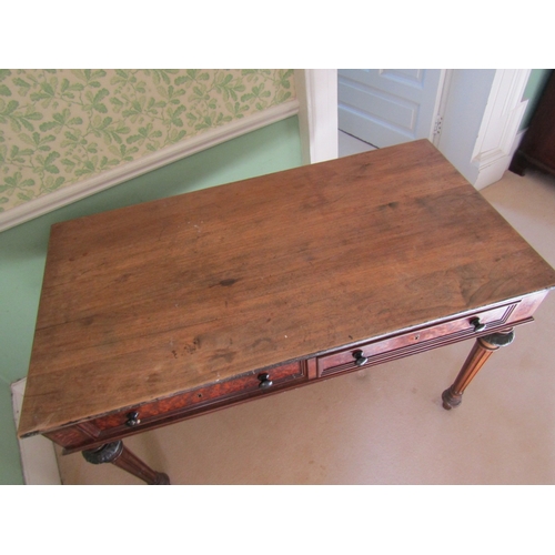 51 - William IV Mahogany Twin Drawer Side Table Turned Supports Approximately 50 Inches Wide x 31 Inches ... 