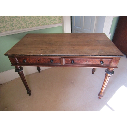 51 - William IV Mahogany Twin Drawer Side Table Turned Supports Approximately 50 Inches Wide x 31 Inches ... 