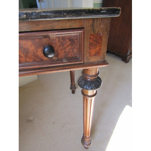 51 - William IV Mahogany Twin Drawer Side Table Turned Supports Approximately 50 Inches Wide x 31 Inches ... 