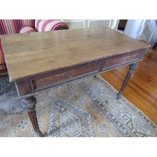 51 - William IV Mahogany Twin Drawer Side Table Turned Supports Approximately 50 Inches Wide x 31 Inches ... 