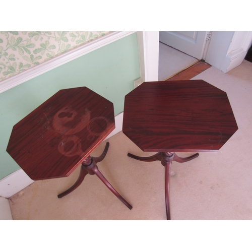 52 - Pair of Occasional Tables Nelson Column Supports Canted Corner Tops Each Approximately 16 Inches Wid... 