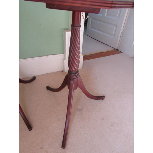52 - Pair of Occasional Tables Nelson Column Supports Canted Corner Tops Each Approximately 16 Inches Wid... 