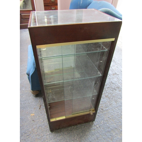Vintage Shop Display Cabinet with Mirrored and Glazed Interior Lockable Sliding Doors Approximately 18 Inches Wide x 38 Inches High