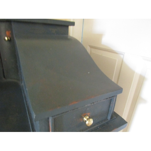 55 - Modern French Blue Painted Carlton House Desk Approximately 50 Inches Wide Brass Knob Handles