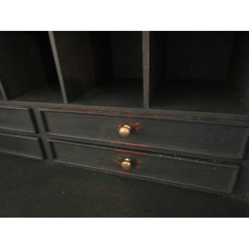 55 - Modern French Blue Painted Carlton House Desk Approximately 50 Inches Wide Brass Knob Handles