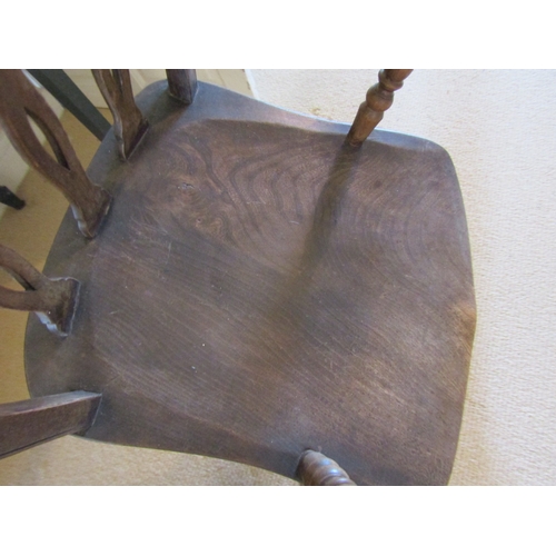 56 - Antique Elm Windsor Hoop Back Armchair Turned Supports