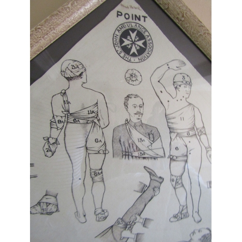 57 - Original World War I Military Sling Issued by Saint John's Ambulance Association Now Framed