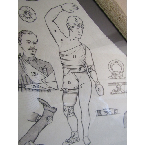 57 - Original World War I Military Sling Issued by Saint John's Ambulance Association Now Framed