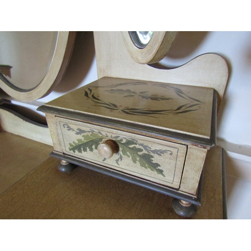 59 - Tri-mirror Set Dressing Table Cream Painted with Floral and Leaf Motifs Attractively Detailed Approx... 
