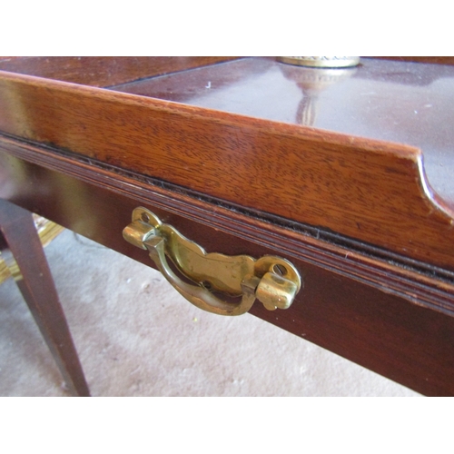 6 - Mahogany Butlers Tray on Stand with Brass Drop Handles to Either Side Approximately 28 Inches Wide