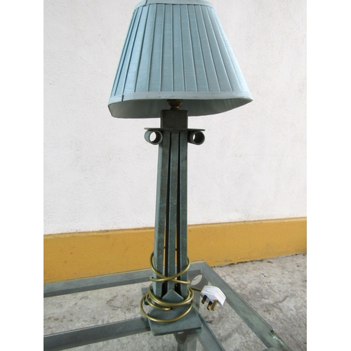 877 - Alfrank Metal Table Lamp Electrified Working Order with Shade Approximately 30 Inches High