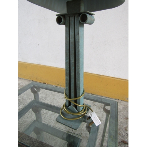 877 - Alfrank Metal Table Lamp Electrified Working Order with Shade Approximately 30 Inches High